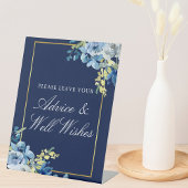Blue Gold Floral Wedding Advice & Well Wishings Sockelschild
