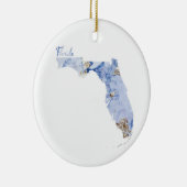 Blue & Gold Florida Staat Karte Keramik Ornament (Rechts)