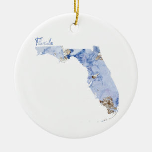 Blue & Gold Florida Staat Karte Keramik Ornament