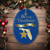 Blue Gold Florida Star Keramik Ornament
