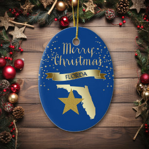 Blue Gold Florida Star Keramik Ornament