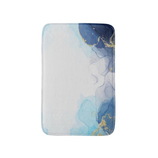 Blue Gold Fluid Art of Alcohol Ink Technik Badematte (Vorderseite Vertikal)