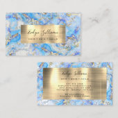 Blue Gold Fluid Marble Business Card Visitenkarte (Vorne/Hinten)