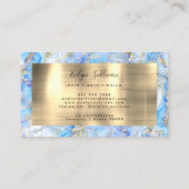 Blue Gold Fluid Marble Business Card Visitenkarte (Rückseite)