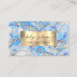 Blue Gold Fluid Marble Business Card Visitenkarte