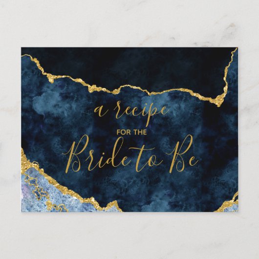 Blue-Gold-Foil-Brautparty-Rezept-Karte Postkarte (Vorderseite)