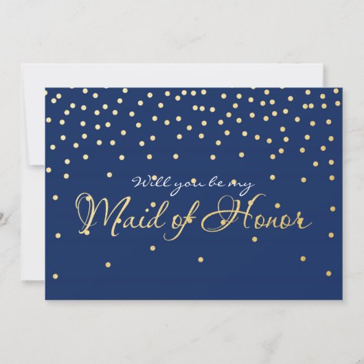 Blue & Gold Foil Confetti Dots TRAUZEUGIN Karte (Vorderseite)