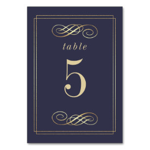 Blue Gold Foil Elegante Hochzeiten Tischnummern