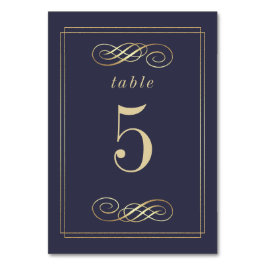 Blue Gold Foil Elegante Hochzeiten Tischnummern