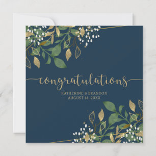 Blue & Gold Foil Glitzer Hochzeitsfeiern Glückwuns Karte