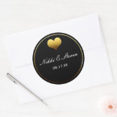 Blue & Gold Foil Heart Round Aufkleber Label Favor (Umschlag)