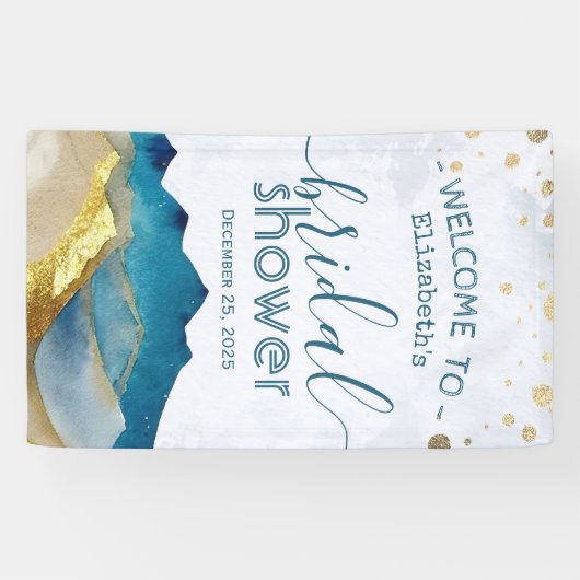 Blue Gold Foil Mountain Brautparty Begrüßungszeich Banner (Horizontal)
