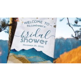 Blue Gold Foil Mountain Brautparty Begrüßungszeich Banner