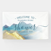 Blue Gold Foil Mountain Brautparty Begrüßungszeich Banner (Horizontal)