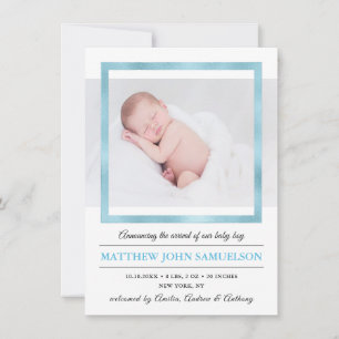 Blue Gold Foil New Baby BOY Birth Stats Ankündigung