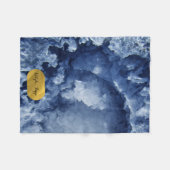 Blue Gold Foil Sea Crystals Signature Script Fleecedecke (Vorderseite (Horizontal))