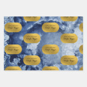 Blue Gold Foil Sea Crystals Signature Script Geschenkpapier Set (Vorderseite 2)