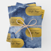 Blue Gold Foil Sea Crystals Signature Script Geschenkpapier Set (Beispiel)