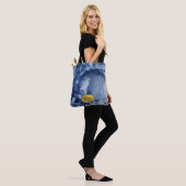 Blue Gold Foil Sea Crystals Signature Script Tasche (Am Model)