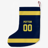 Blue & Gold Football Team Personalisiert Kleiner Weihnachtsstrumpf (Rückseite)