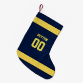Blue & Gold Football Team Personalisiert Kleiner Weihnachtsstrumpf (Vorderansicht (hängend))