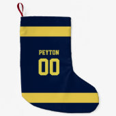 Blue & Gold Football Team Personalisiert Kleiner Weihnachtsstrumpf (Vorderseite)