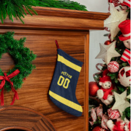 Blue & Gold Football Team Personalisiert Kleiner Weihnachtsstrumpf