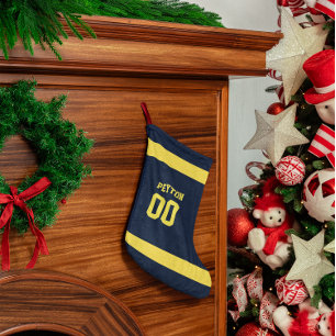 Blue & Gold Football Team Personalisiert Kleiner Weihnachtsstrumpf