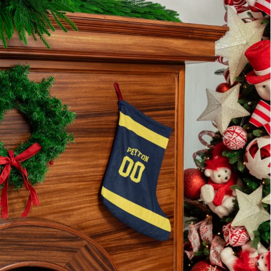Blue & Gold Football Team Personalisiert Kleiner Weihnachtsstrumpf