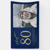 Blue Gold Foto 80. Geburtstag Banner (Vertikal)