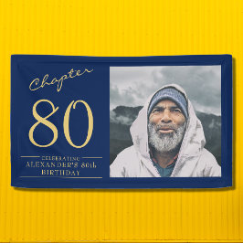 Blue Gold Foto 80. Geburtstag Banner