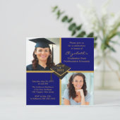 Blue & Gold Foto Abschluss Einladung 2011 (Stehend Vorderseite)