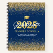 Blue & Gold Foto Abschluss Gästebuch Notizblock (Vorderseite)