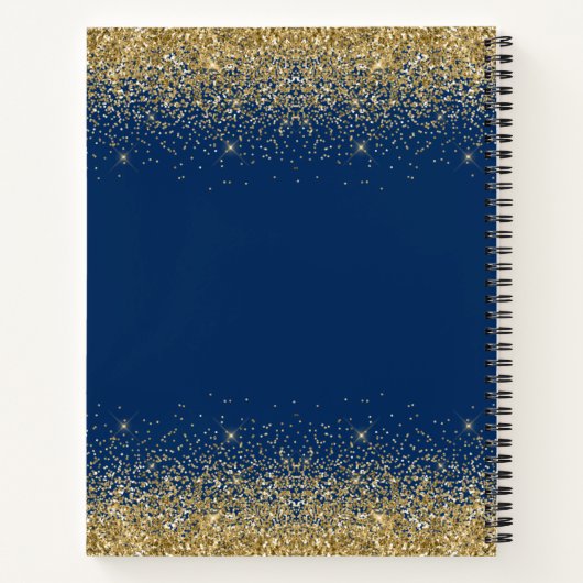 Blue & Gold Foto Abschluss Gästebuch Notizblock (Rückseite)