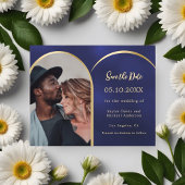 Blue Gold Foto Bogen Hochzeit Speichern Sie die Da