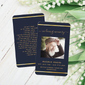 Blue Gold Foto elegante Beerdigungskarte Visitenkarte