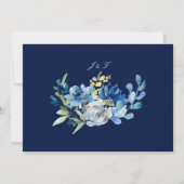 Blue Gold Foto Floral Eleganter Abend Save The Date (Rückseite)