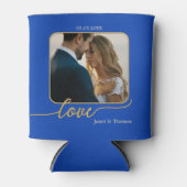 Blue Gold Foto Wedding Can Cooler Dosenkühler (Vorderseite)