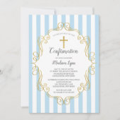Blue & Gold Frame Boys Bestätigung Einladung (Vorderseite)