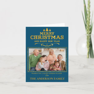 Blue Gold Frohe Weihnachten Glück Neujahr Foto