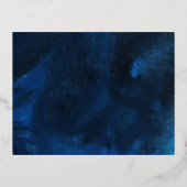 Blue Gold Galaxy Agate Wedding RSVP Folie Einladungspostkarte (Rückseite)