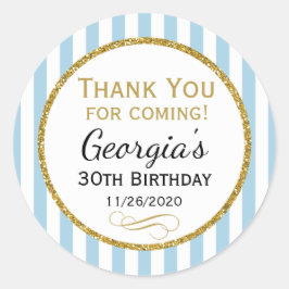 Blue Gold Geburtstag Vielen Dank, dass Sie kommen  Runder Aufkleber