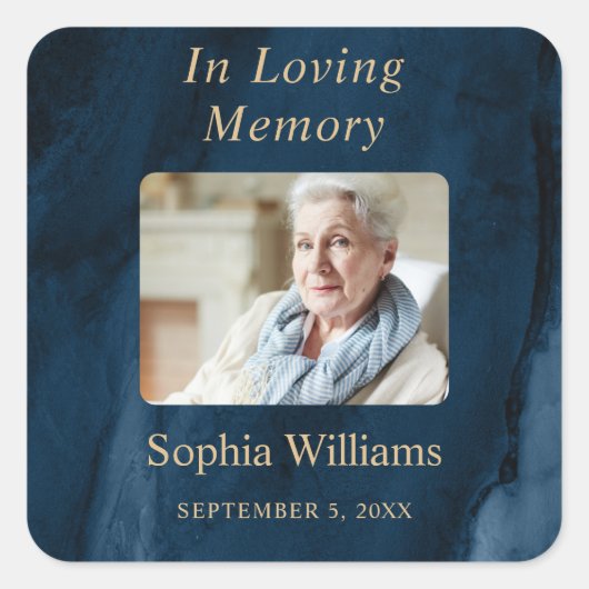 Blue-Gold-Gedächtnisprämie Quadratischer Aufkleber (Vorderseite)