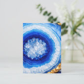 Blue Gold Geode Resin Pattern Postkarte (Stehend Vorderseite)