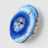 Blue Gold Geode Resin Pattern Runde Wanduhr (Winkel)