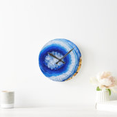 Blue Gold Geode Resin Pattern Runde Wanduhr (Zuhause)