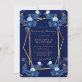 Blue & Gold Geometric Flora Polterabend laden ein (Vorderseite)