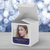 Blue Gold Geometric Foto Graduate Quadratischer Aufkleber