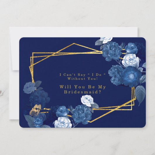 Blue & Gold Geometric werden Sie meine Bridesmaid Einladung (Vorderseite)