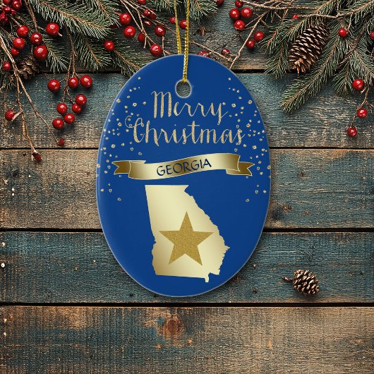 Blue Gold Georgia Star Keramikornament